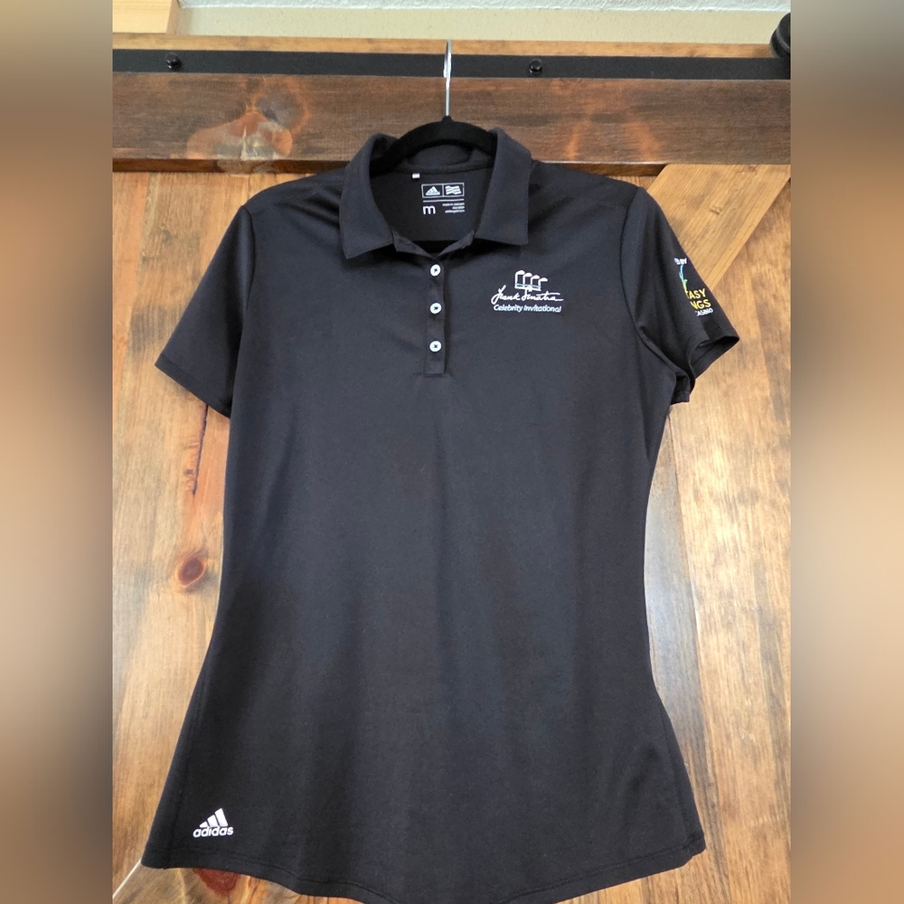 Adidas Golf Black Polo Shirt Women’s Medium Embroidered Logo Stretch - Picture 2 of 9